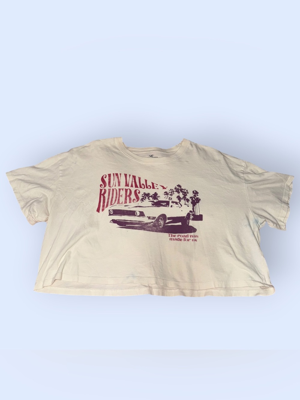Hollister Sun Valley Riders Vintage Car Cropped Graphic Tee / Boxy T-Shirt